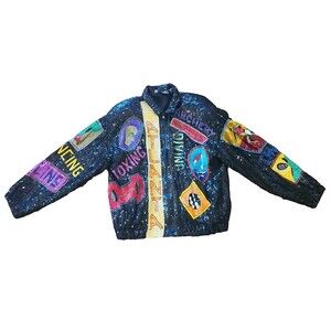 Vtg Modi Atlanta 1996 Olympics BLACK Sequined Jacket Size M 96 Sequin Zippered
